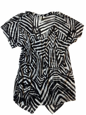Fuzzi Italy Zebra Print Mesh Tunic Top XS Sheer Cover Up Duster Swim Resortwear
